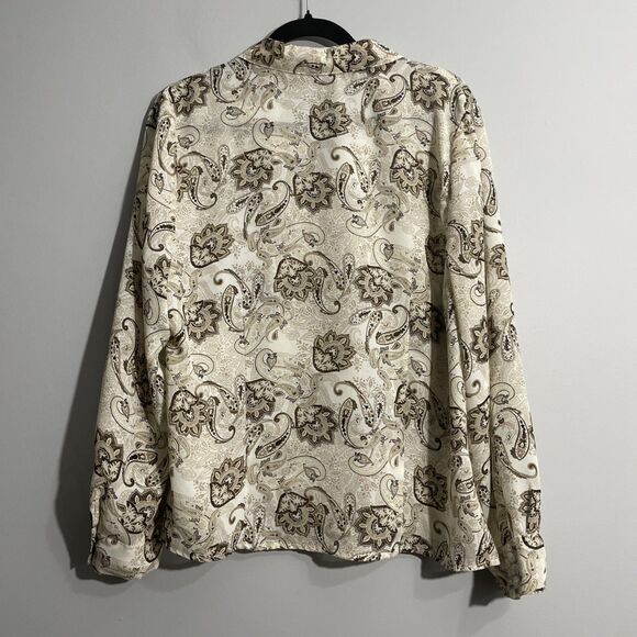 Croft & Barrow Women’s Top XL Brown Paisley Print Autumn Casual Workware Blouse - Picture 10 of 13